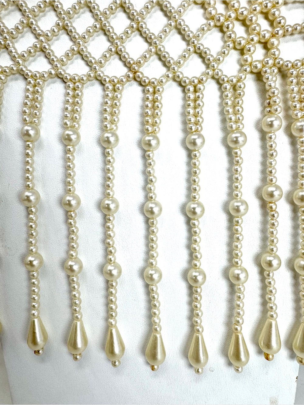 Handcrafted Ivory Faux Pearl Capelet Body Chain — Bridal Shoulder Necklace Shrug - Picture 3 of 8
